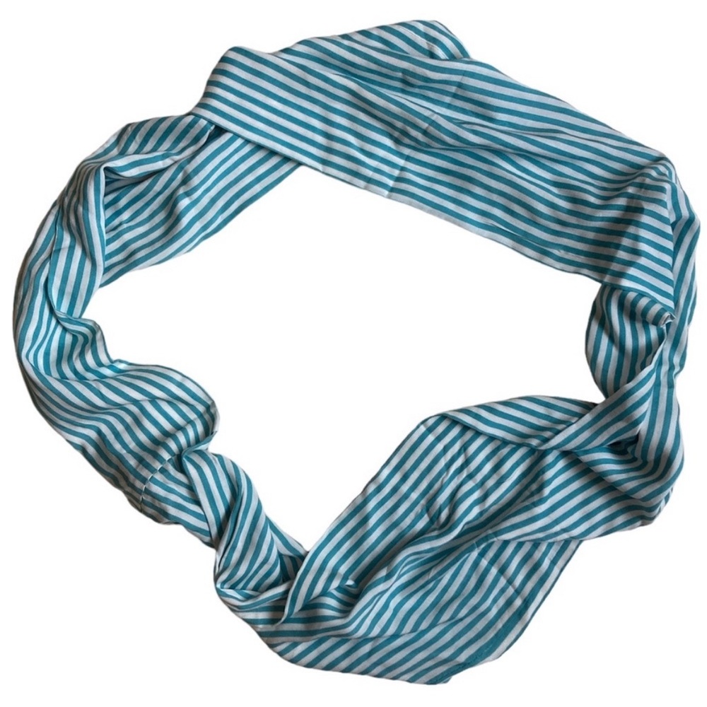 Striped Blue and White Infinity Scarf